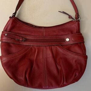 Elegant Red Tignanello Leather Shoulder Bag